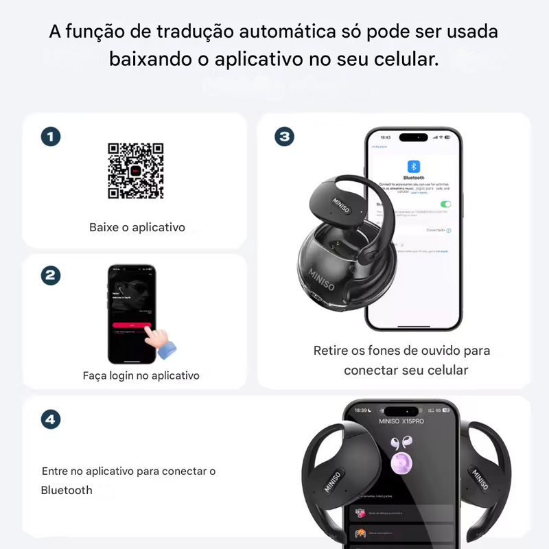 Fone Tradutor Miniso X15 Max – Comunicação Global