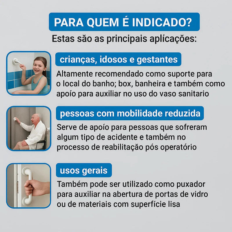 Barra de Apoio Portátil para Banheiro SafeGrip Pro – Segurança Máxima no Banho